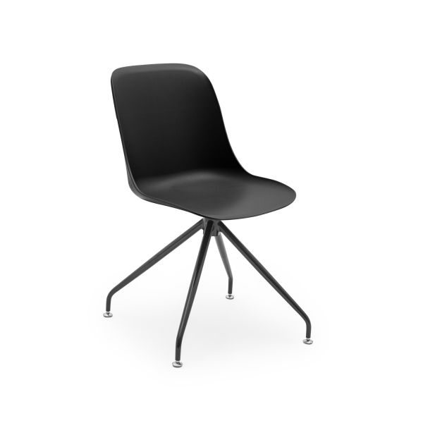 Siyah Ofis Sandalyesi Döner Tekerleksiz Metal Ayaklı