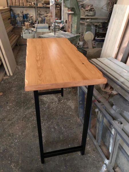Doğal Göknar Ağacı Kayın Ahşap Kütük Mutfak Bar Masası 120x60