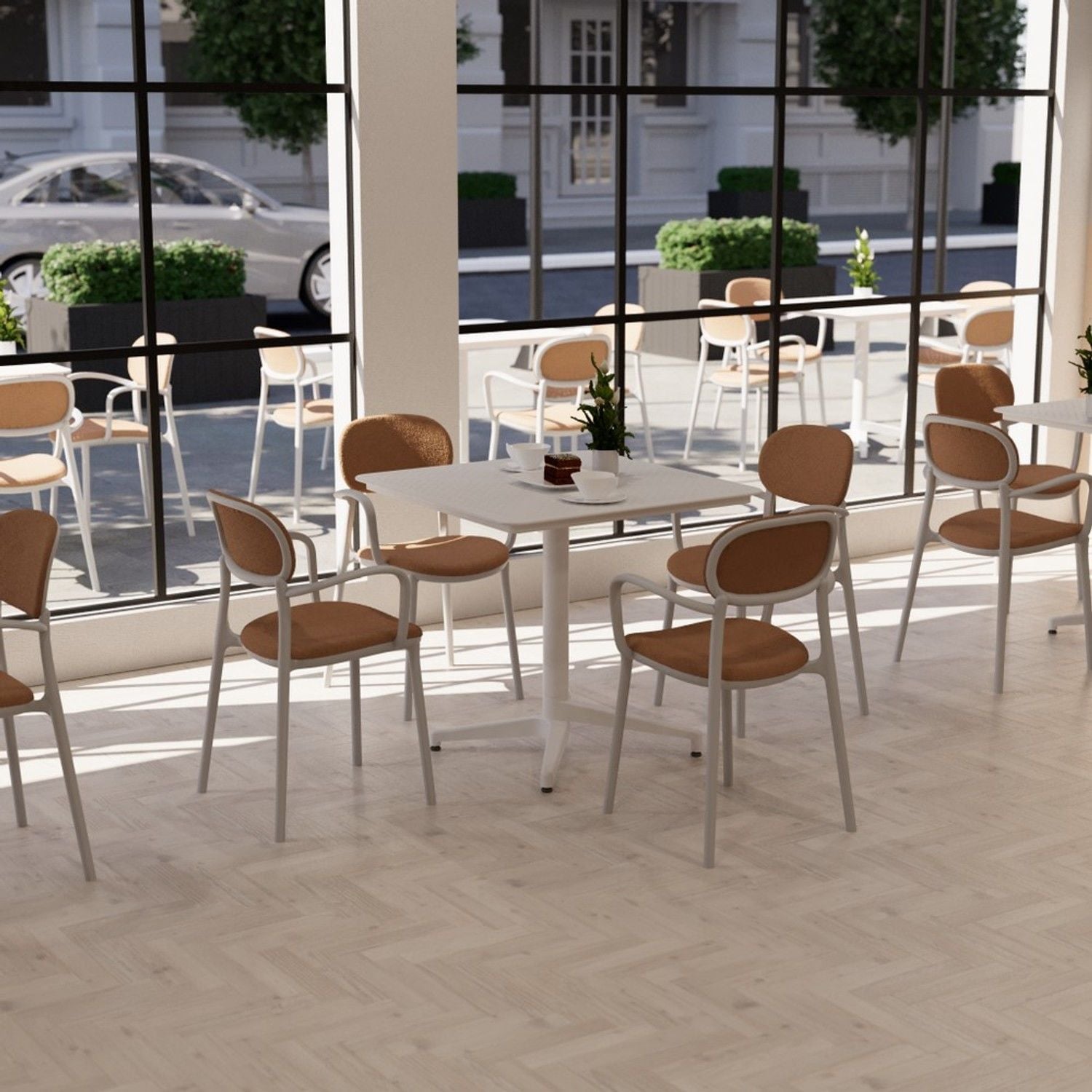 80x80 Masa Sandalye Takımı 4 Kişilik Bej Set