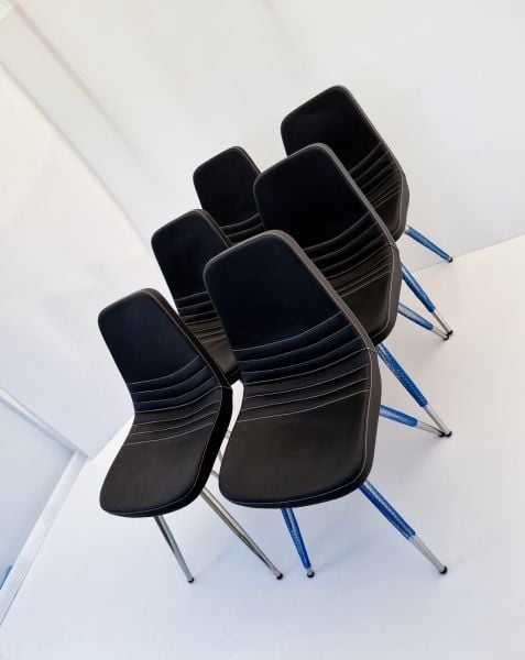 Parker Siyah Deri 6’lı Sandalye Krom Ayak Poliüretan sünger