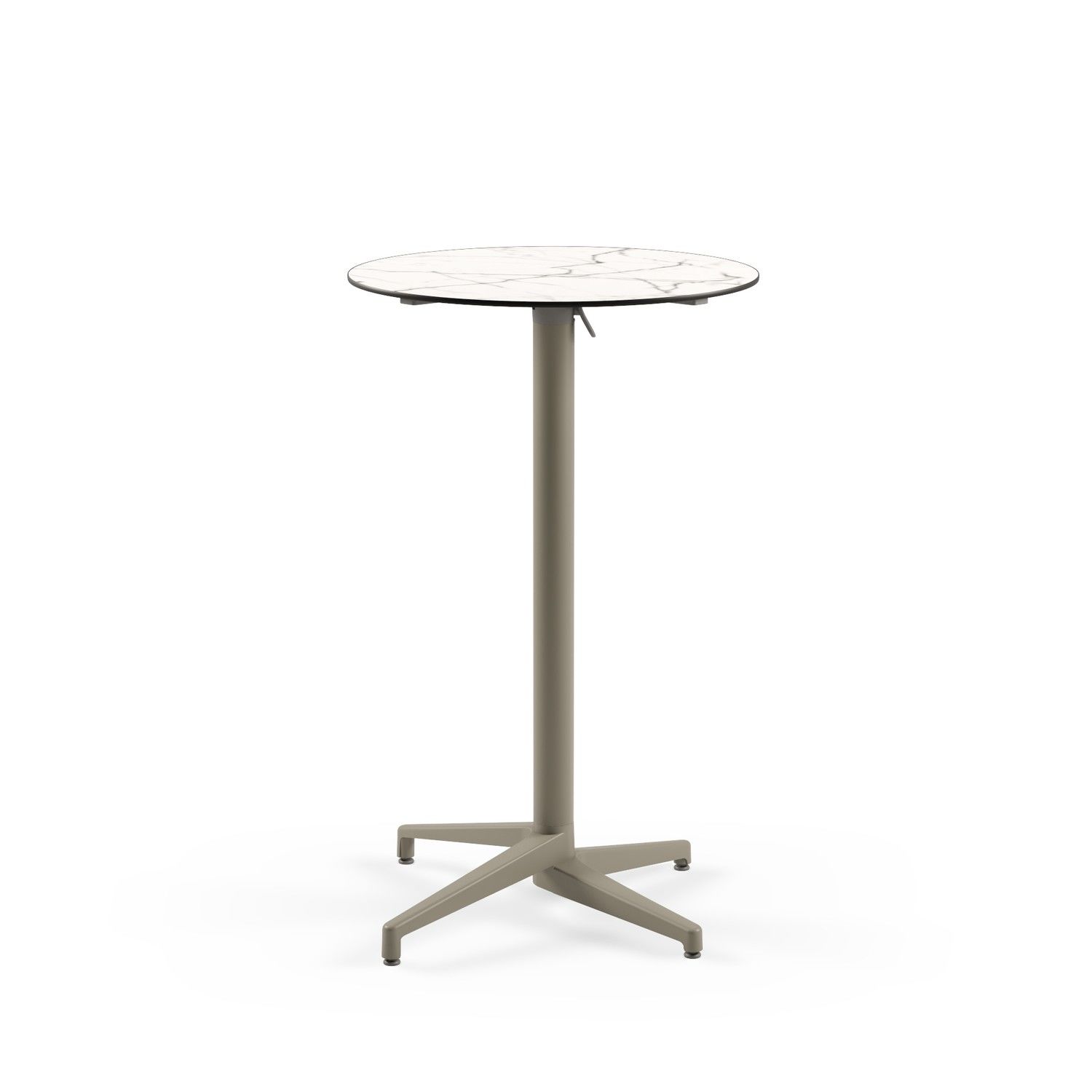 Compact Paslanmaz Katlanır Bistro Bar Masası - Beyaz Mermer Desenli Laminat Üst, Şık ve Dayanıklı