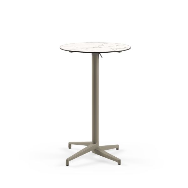 Compact Paslanmaz Katlanır Bistro Bar Masası - Beyaz Mermer Desenli Laminat Üst, Şık ve Dayanıklı