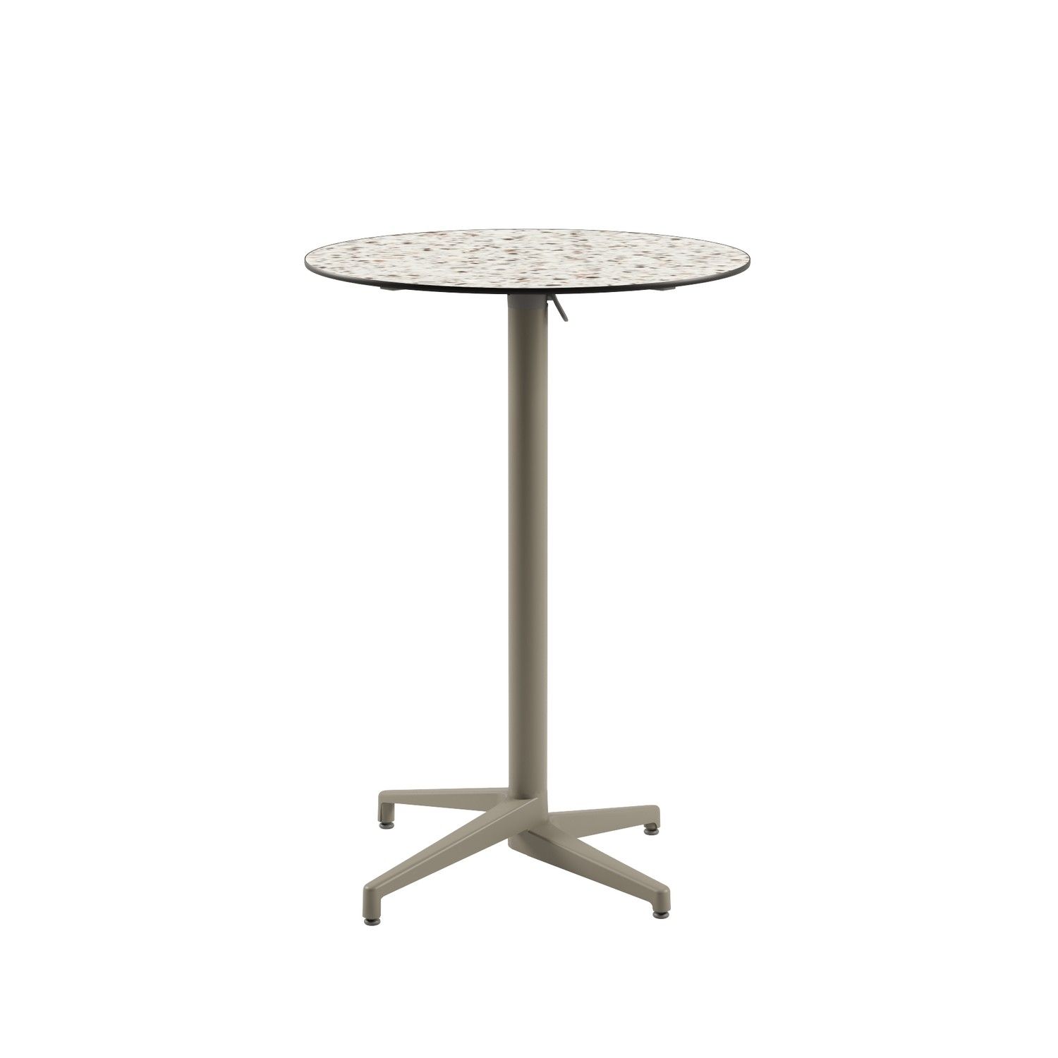 Compact Paslanmaz Katlanabilir Bar Masası – 77 cm, Terrazzo Desenli, Vizon Renk Ayak