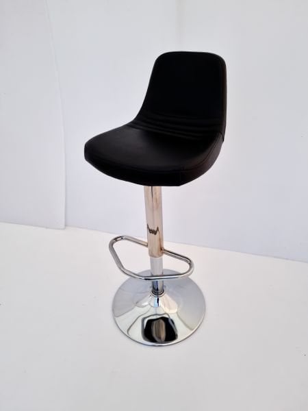 Parker Yükseklik Ayarlı Siyah Deri Küçük Mutfak Bar Sandalye