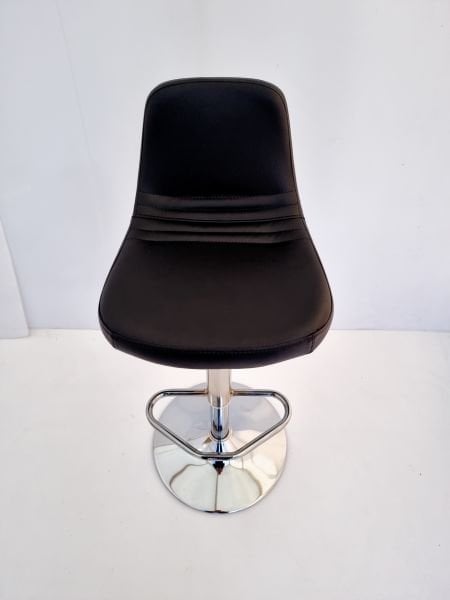 Parker Yükseklik Ayarlı Siyah Deri Küçük Mutfak Bar Sandalye