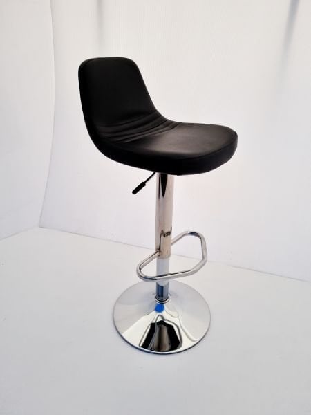 Parker Yükseklik Ayarlı Siyah Deri Küçük Mutfak Bar Sandalye