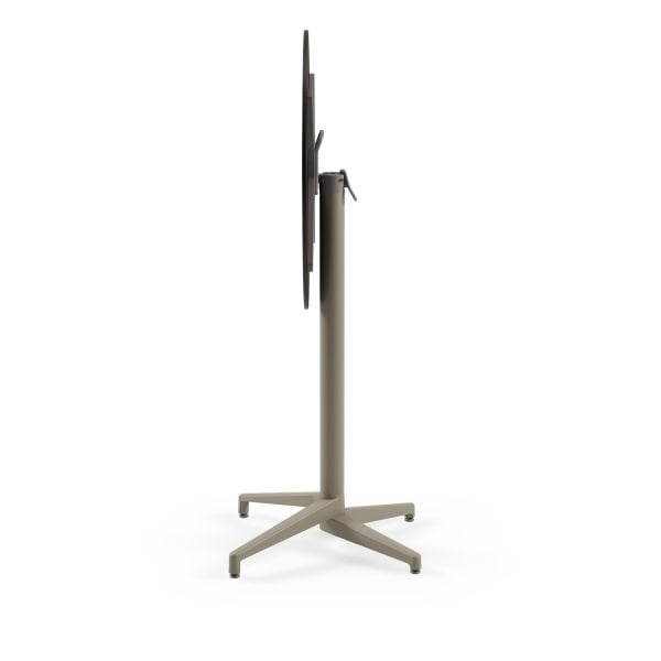Compact Paslanmaz Katlanabilir Bar Masası – 77 cm Yuvarlak, Terrazzo Mermer Desenli, Vizon Renk Ayak, Havuz Kenarı, Bahçe, Kafe, Restoran, Balkon, Teras ve İç Mekan Kullanımı