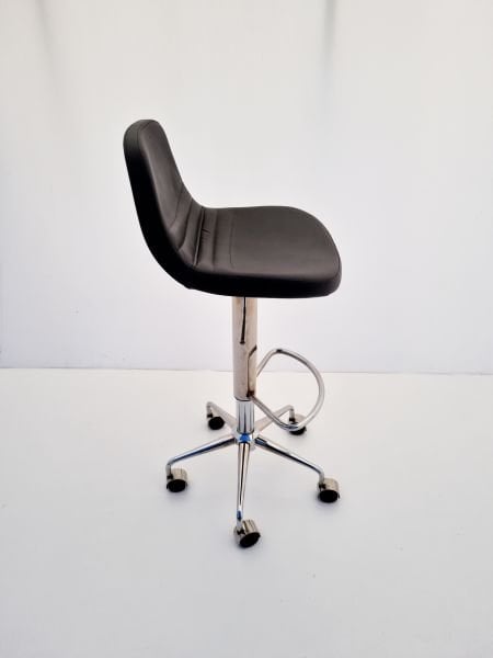 Parker Tekerlekli Antrasit Deri Küçük Yüksek Bar Sandalyesi