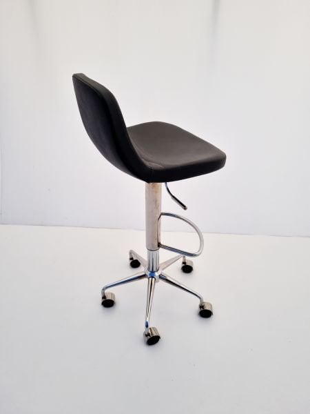 Parker Tekerlekli Antrasit Deri Küçük Yüksek Bar Sandalyesi