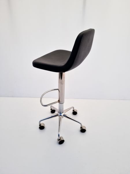 Parker Tekerlekli Antrasit Deri Küçük Yüksek Bar Sandalyesi