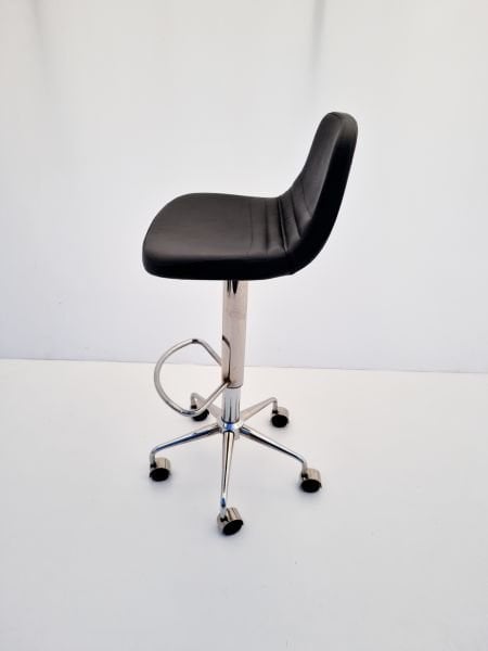 Parker Tekerlekli Antrasit Deri Küçük Yüksek Bar Sandalyesi