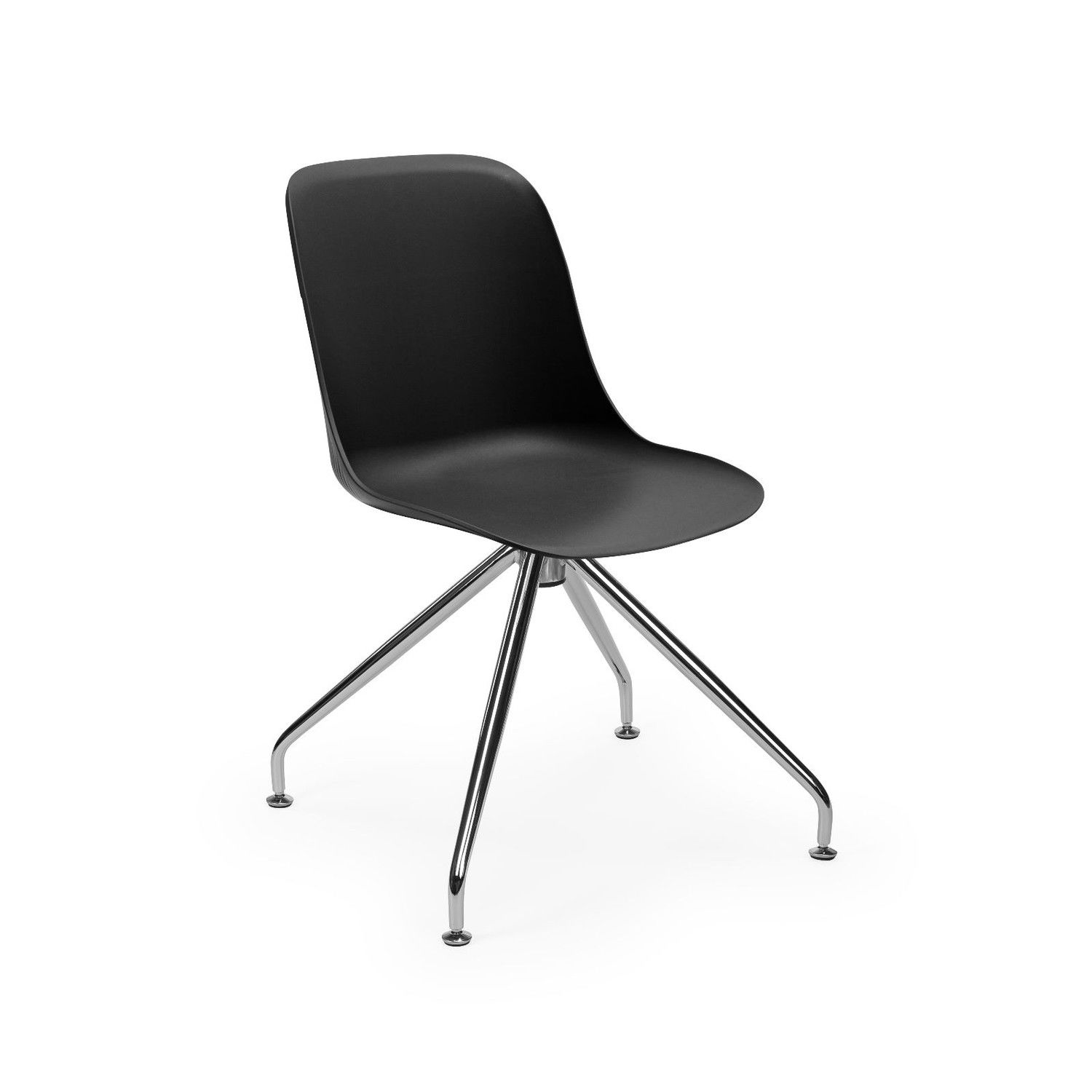 Siyah Tekerleksiz Ofis Sandalyesi Metal Ayaklı Döner