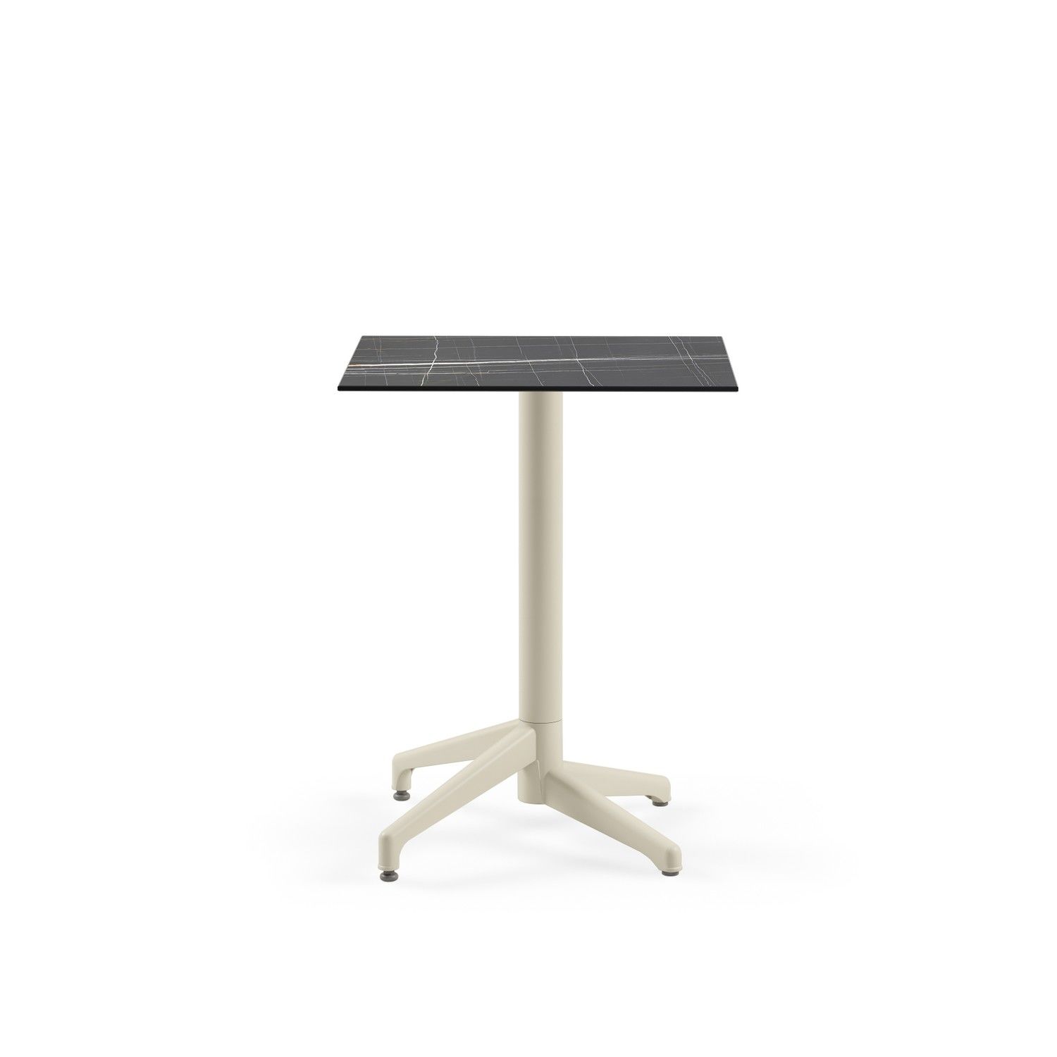 Compact Paslanmaz Kare Masa 60x60 cm | Siyah Mermer Desenli | Dış Mekan Bahçe ve Kafe Masası