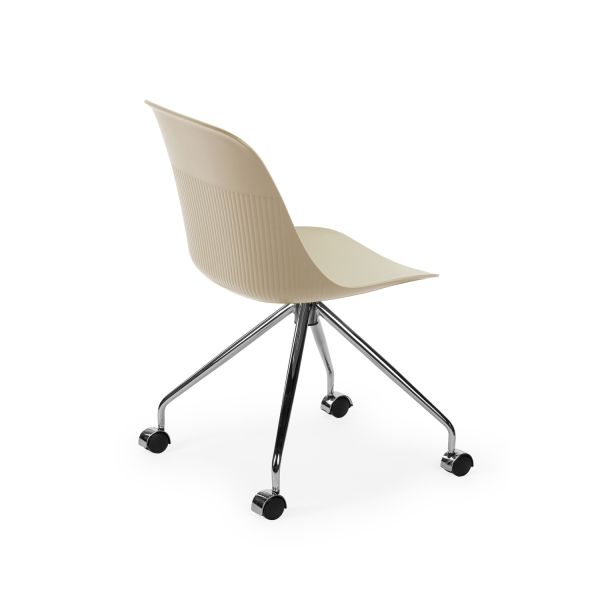 Bej Genç Odası Tekerlekli Sandalye Metal Ayaklı Döner