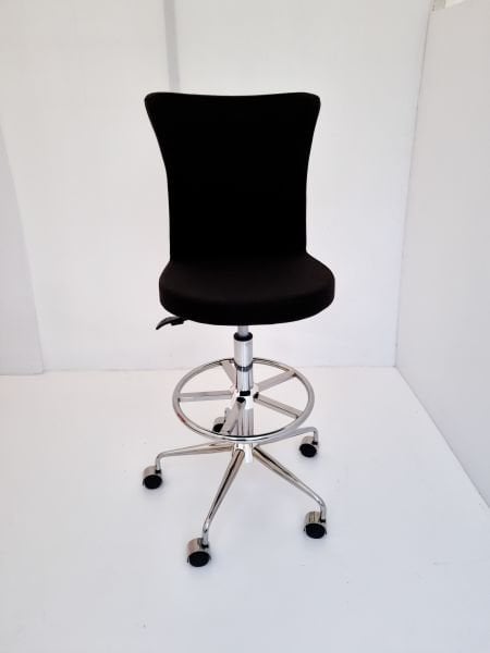 Royal Siyah Kumaş Tekerlekli Yüksek Bar Sandalyesi