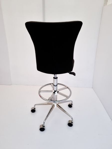 Royal Siyah Kumaş Tekerlekli Yüksek Bar Sandalyesi