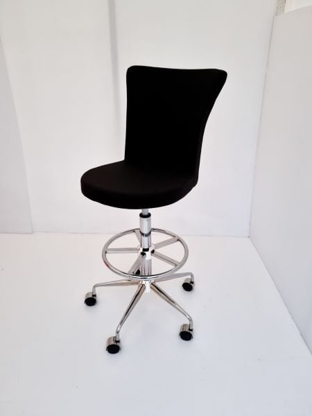 Royal Siyah Kumaş Tekerlekli Yüksek Bar Sandalyesi