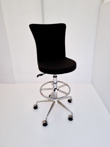 Royal Siyah Kumaş Tekerlekli Yüksek Bar Sandalyesi