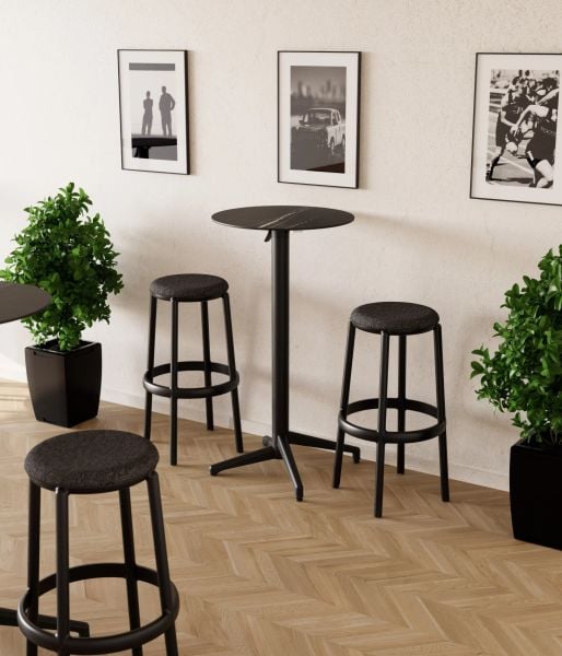 Siyah Katlanır Bar Masa Tabure Seti 2 Kişilik