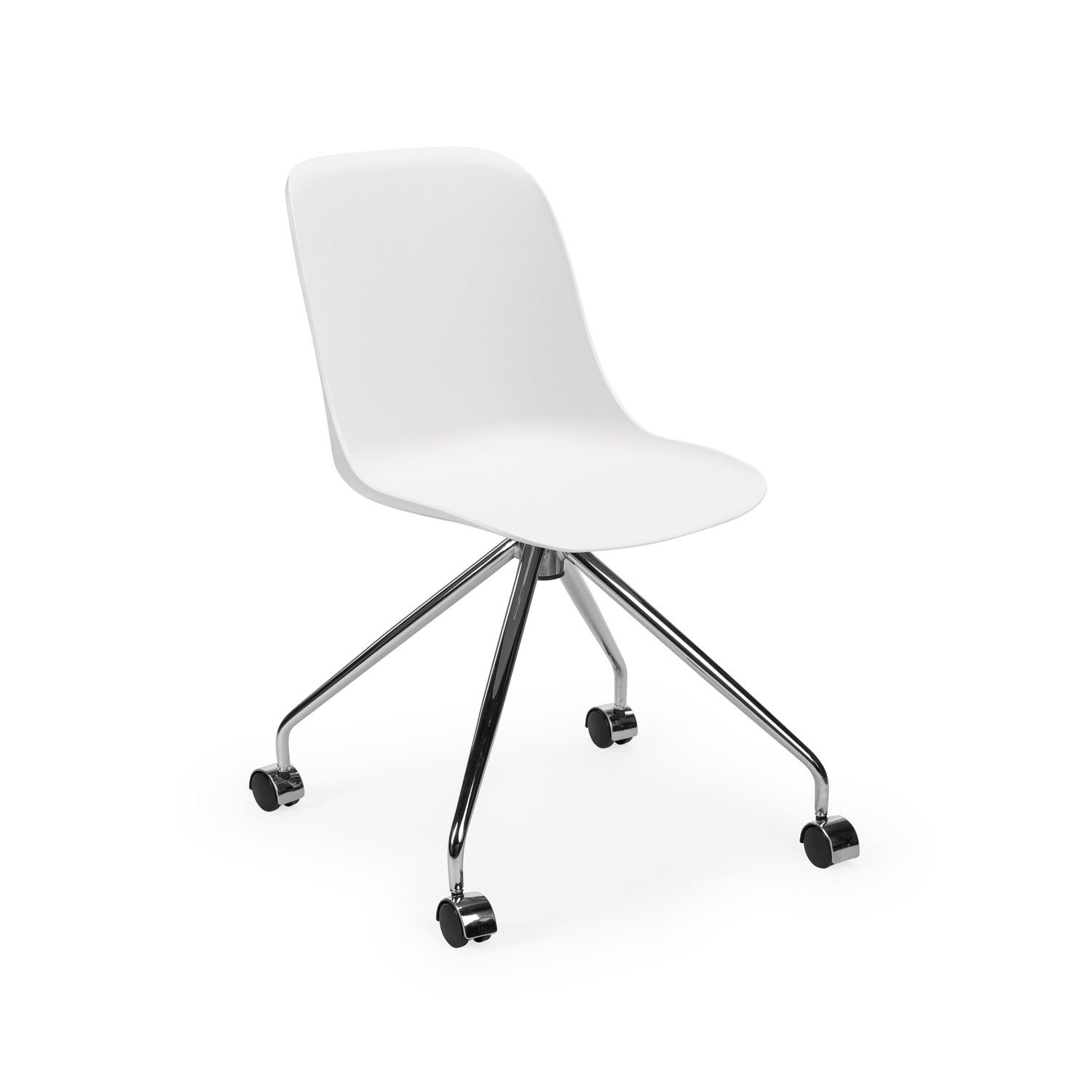 Beyaz Genç Odası Tekerlekli Sandalye Metal Ayaklı Döner