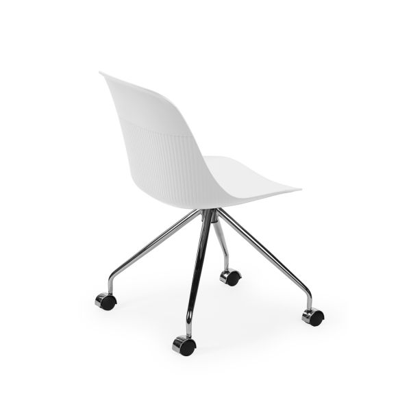 Beyaz Genç Odası Tekerlekli Sandalye Metal Ayaklı Döner