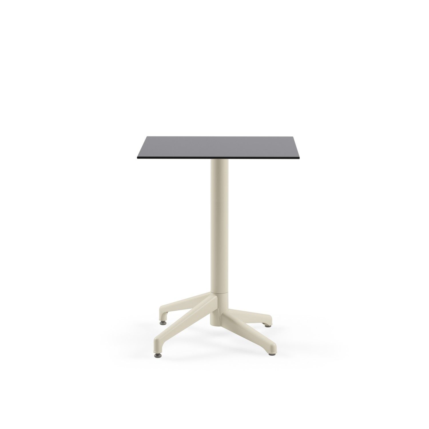 Compact Paslanmaz Masa Antrasit Gri Laminat Üst Tabla - 60x60 cm, Dış Mekan Bahçe, Otel, Cafe ve Restoran İçin Dayanıklı, Fırın Boyalı Bej Ayaklı