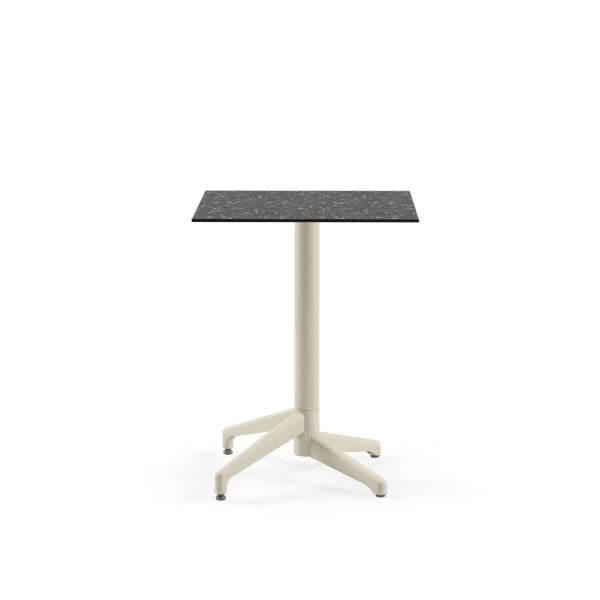 Compact Paslanmaz Kafe Masası Terrazzo Mermer Desenli Laminat - 60x60 cm - Dış Mekan Bahçe ve Restoran Masası