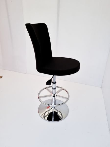 Royal Siyah Kumaş Flanş Tabanlı Bar Sandalyesi