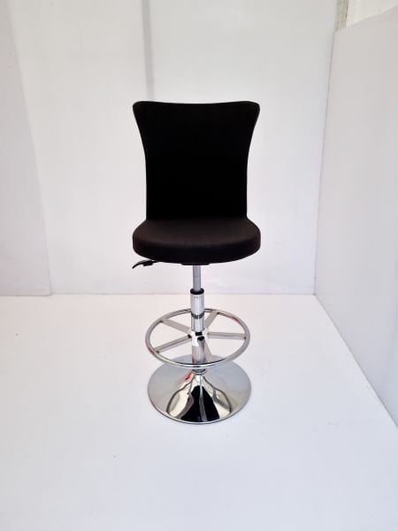 Royal Siyah Kumaş Flanş Tabanlı Bar Sandalyesi