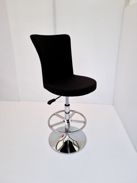 Royal Siyah Kumaş Flanş Tabanlı Bar Sandalyesi