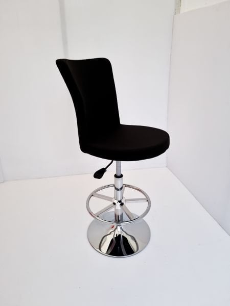 Royal Siyah Kumaş Flanş Tabanlı Bar Sandalyesi