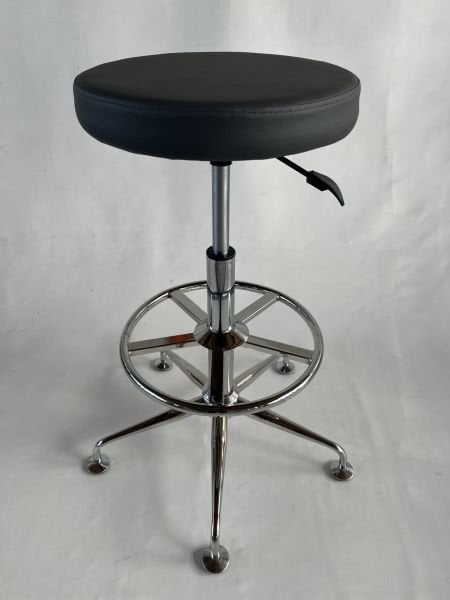 Antrasit Gri Deri Yüksek Boy Bar Taburesi