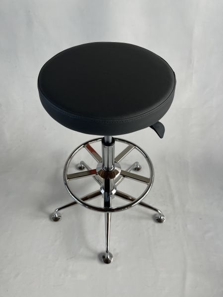 Antrasit Gri Deri Yüksek Boy Bar Taburesi