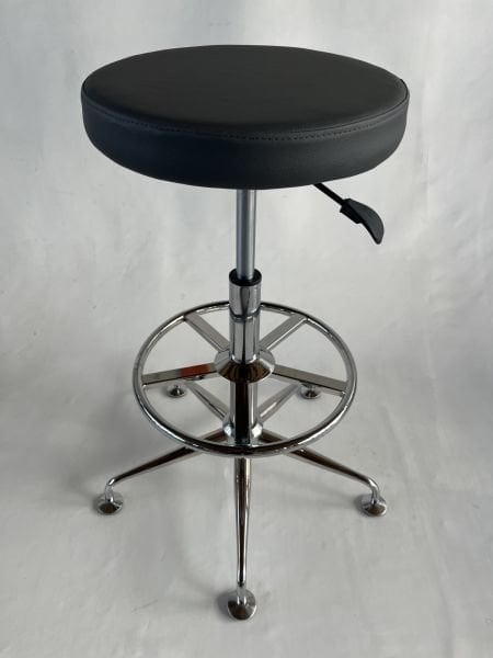 Antrasit Gri Deri Yüksek Boy Bar Taburesi