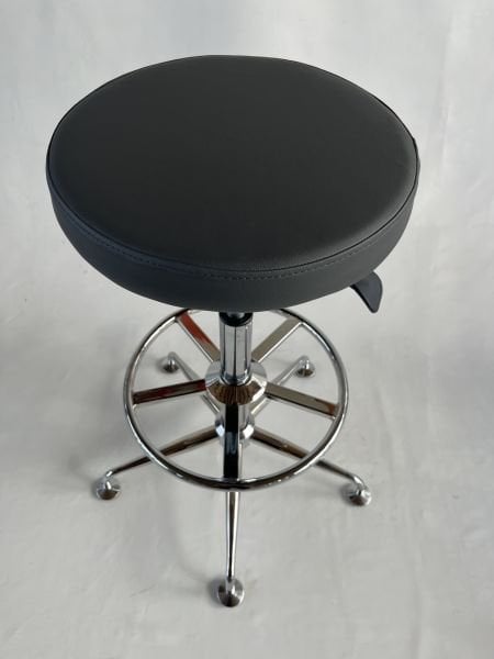 Antrasit Gri Deri Yüksek Boy Bar Taburesi