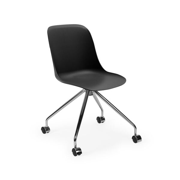 Siyah Plastik Metal Krom Ayak Ofis Çalışma Sandalyesi