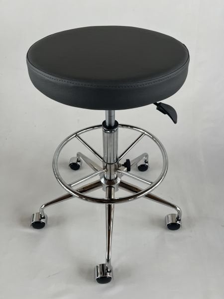 Tekerlekli Antrasit Deri Yüksek Bar Boy Taburesi