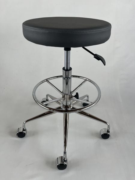 Tekerlekli Antrasit Deri Yüksek Bar Boy Taburesi