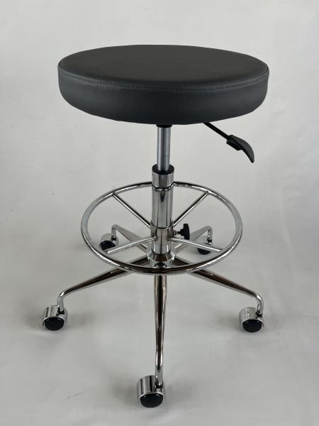 Tekerlekli Antrasit Deri Yüksek Bar Boy Taburesi