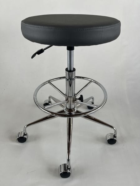 Tekerlekli Antrasit Deri Yüksek Bar Boy Taburesi