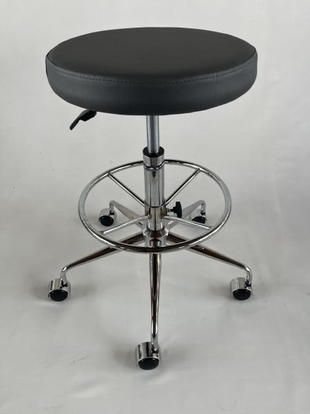 Tekerlekli Antrasit Deri Yüksek Bar Boy Taburesi