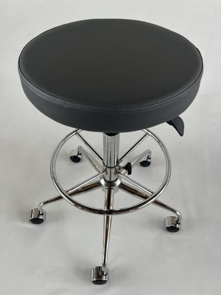 Tekerlekli Antrasit Deri Yüksek Bar Boy Taburesi