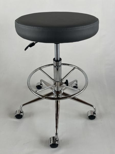 Tekerlekli Antrasit Deri Yüksek Bar Boy Taburesi