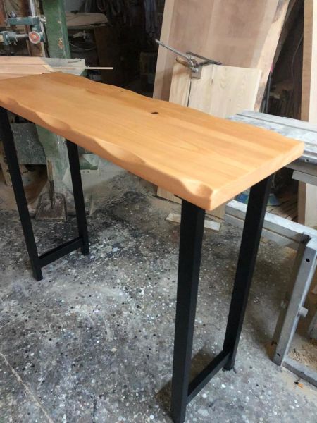 Naturel Kayın Kütük Ağaç Bar Masası 40x120