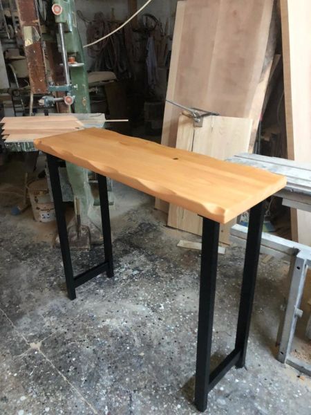 Naturel Kayın Kütük Ağaç Bar Masası 40x120