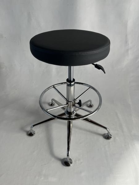 Antrasit Deri Yükseklik Ayarlı Metal Krom Ayak Bar Taburesi