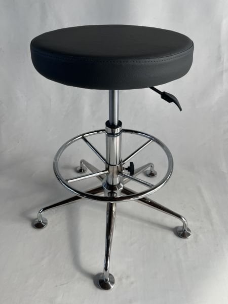 Antrasit Deri Yükseklik Ayarlı Metal Krom Ayak Bar Taburesi