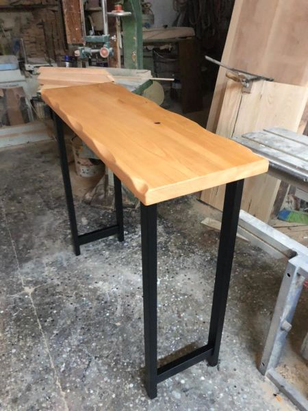 Naturel Kayın Kütük Ağaç Bar Masası 40x140