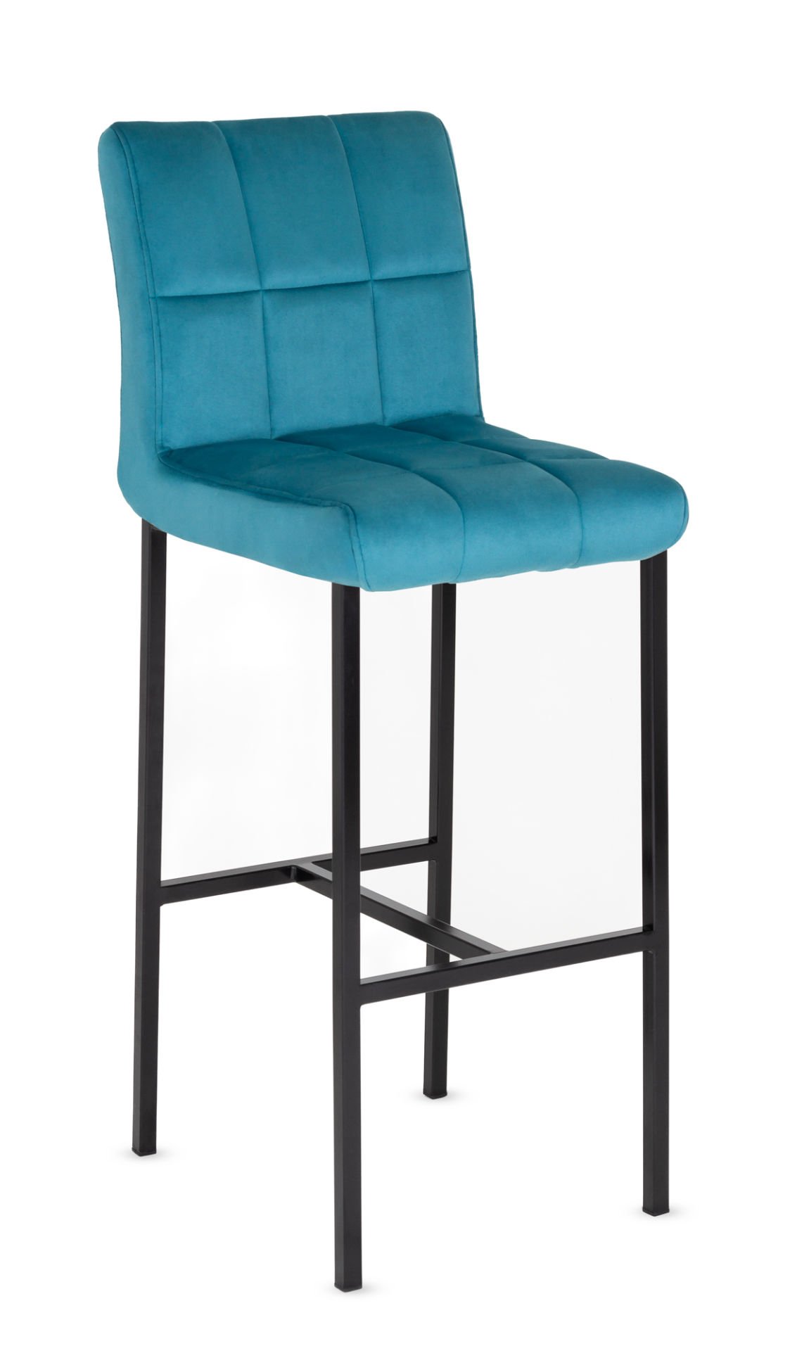 Soft Modern Siyah Metal Ayak Mavi Kumaş Mutfak Bar Sandalyesi – Şık, Ergonomik, Dayanıklı Tasarım, Cafe, Restoran ve Bar Kullanımı İçin İdeal