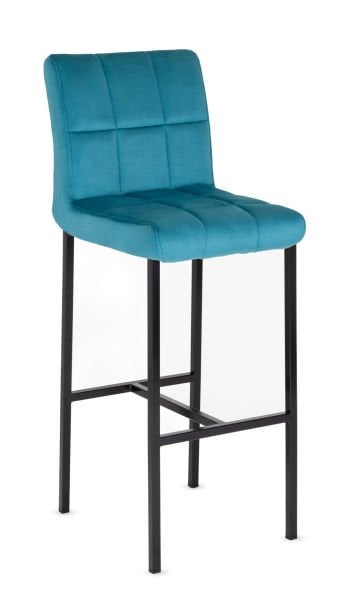 Soft Modern Siyah Metal Ayak Mavi Kumaş Mutfak Bar Sandalyesi – Şık, Ergonomik, Dayanıklı Tasarım, Cafe, Restoran ve Bar Kullanımı İçin İdeal